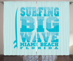 Surfing Big Wave Miami Pattern Window Curtain Home Decor
