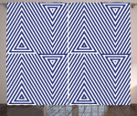 Geometrical Triangle Blue Pattern Window Curtain Home Decor