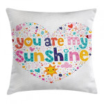 Words With Heart Shapes You Are My Sunshine Pattern Printed Cushion Cover