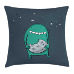 Monster With Sharp Teeth Art Pattern Printed Cushion Cover