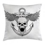 Skull Anchor Eagle Art Printed Cushion Cover