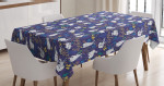 Floral Bunnies Poses Printed Tablecloth Home Decor