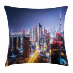 Night Dubai Tourist Travel Printed Cushion Cover