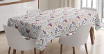 Flowers Butterflies Doodle Printed Tablecloth Home Decor