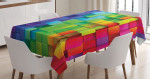 Rainbow Color Square Pattern Printed Tablecloth Home Decor