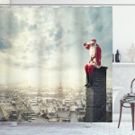 Santa Sits On Chimney Shower Curtain