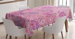 Flower Folklore Pink Pattern Printed Tablecloth Home Decor