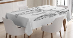 Skull With Antler Feather Printed Tablecloth Home Decor