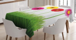 Vivid Flowers On Grass Printed Tablecloth Home Decor