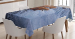 Wild Bear Fish Nature Pattern Printed Tablecloth Home Decor