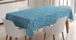 Blue Tones Oriental Floral Printed Tablecloth Home Decor