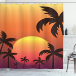 Sunset With Palms Art Shower Curtain