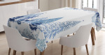 Winter Forest Blue And White Pattern Printed Tablecloth Home Decor