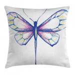 Butterfly Design On White Art Printed Cushion Cover