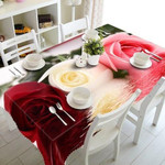 White Red Pink Roses Printed Tablecloth Home Decor