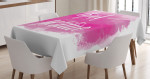 Calligraphy On Pink Watercolor Printed Tablecloth Home Decor