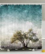Solitary Tree Shower Curtain Grunge Painting 3d Printed