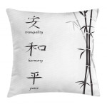 Peace Bamboo In White Art Printed Cushion Cover