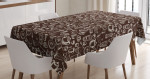 Doodle Tea Time Brown Background Pattern Printed Tablecloth Home Decor