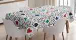 Hearts Spades Diamonds Printed Tablecloth Home Decor