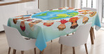 Planet Earth With Children Around Printed Tablecloth Home Decor