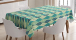 Oval Curved Lines Dots Pattern Printed Tablecloth Home Decor