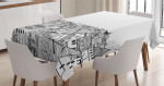 Sketch Style Cityscape Printed Tablecloth Home Decor