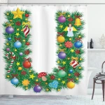 Xmas Tree And Letter U Shower Curtain Shower Curtain
