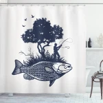 Man On Fish Island Shower Curtain Shower Curtain