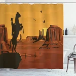 Sunset Scene And Cowboy Shower Curtain Shower Curtain