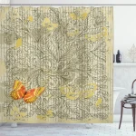 Botanical Leafy Butterfly Shower Curtain Shower Curtain