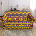 Yellow Theme Rhino African Afro Dashiki Adinkra Kente Ethnic Motifs Sofa Cover