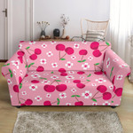 Cute Cherry Flower Pattern Pink Background Sofa Cover