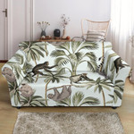Cute Monkey And Sloth Lemur Palm Trees Pattern Sofa Cover