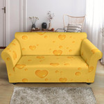 Yellow Theme Cheese Heart Texture Pattern Sofa Cover