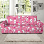 Nice Poodle Pink Heart Design Sofa Cover