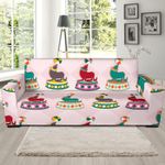 Colorful Sea Lion On Misty Rose Design Sofa Cover