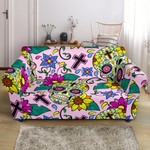 Pink Theme Colorful Suger Skull Pattern Sofa Cover