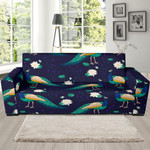 Beautiful Tail Of Peacock Flower Design Sofa Cover