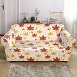 Autumn Season Red And Orange Maple Leaves Pattern Sofa Cover