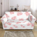 White Sofa Cover Pink Sakura Cherry Blossom Pattern