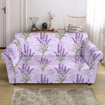 Purple Background Lavender Pattern Cute Style Sofa Cover