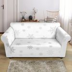 Beautiful Snowflake Pattern White Background Sofa Cover