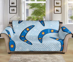 Design Sofa Couch Protector Cover Boomerang Aboriginal On Light Sky Blue