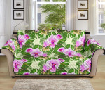 Orchid Leaves On Pale Green Design Sofa Couch Protector Cover