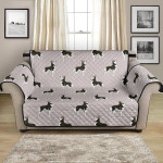 Grey Theme Siberian Husky Standing Pattern Sofa Couch Protector Cover