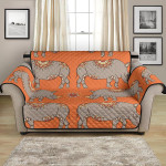 Orange Theme Rhino Pattern Sofa Couch Protector Cover