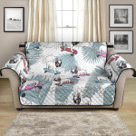 White Theme French Bulldog Skating Pattern Sofa Couch Protector Cover