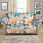 Cute Blue And Orange Horse Cartoon Pattern Sofa Couch Protector Cover
