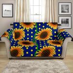 Blue Version Sunflower Pokka Dot Pattern Sofa Couch Protector Cover